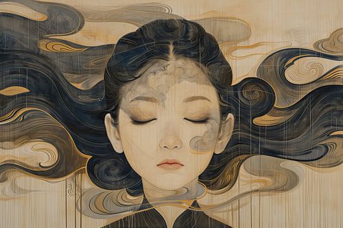 Schlafende Frau | Soft Halo von Kunst Laune