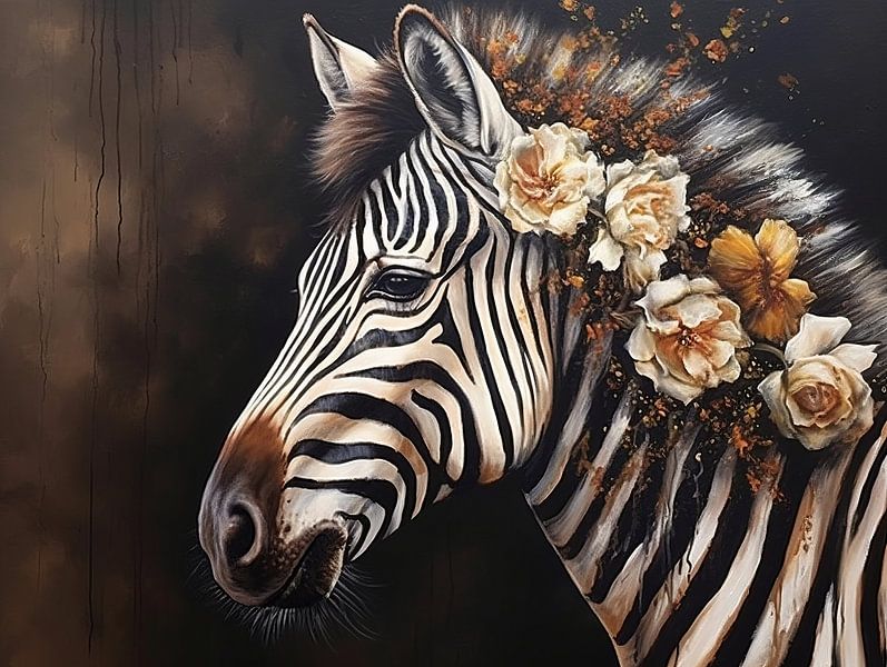 ZZebra&#039;s Golden Shades: Eine bezaubernde Kreation der bildenden Kunst von Eva Lee