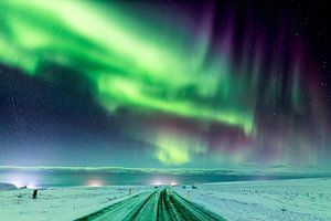 Aurores boréales dans le nord de l'Islande près de Husavik