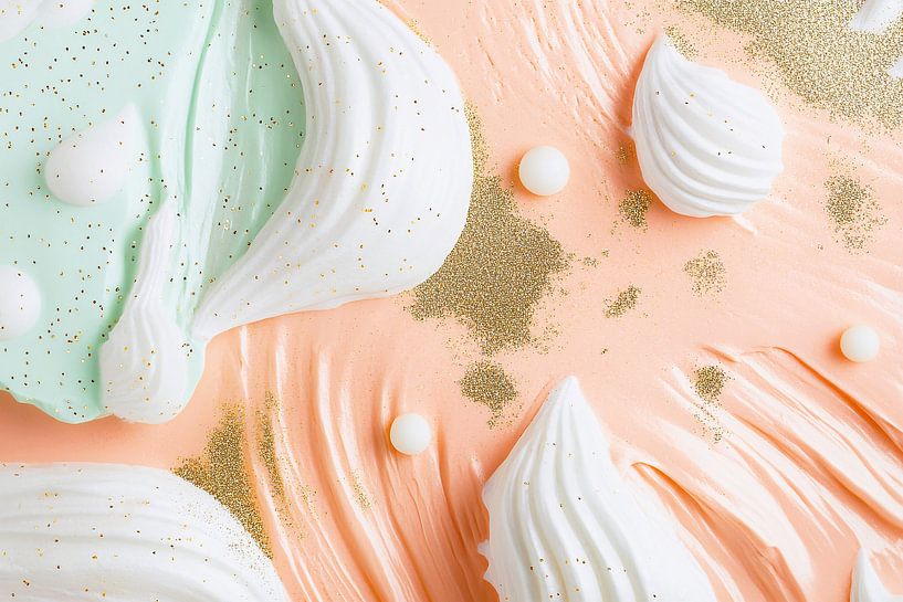 Meringue decoration on pastel background by Imperial Art House