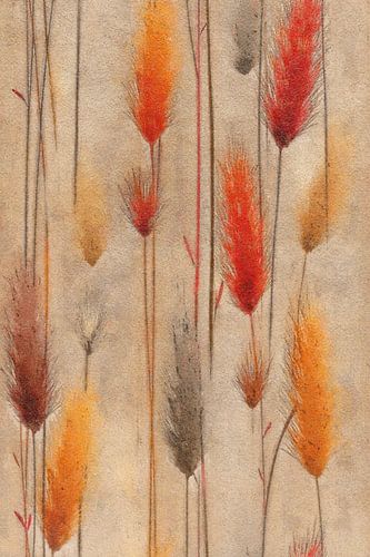 Orange feather grasses