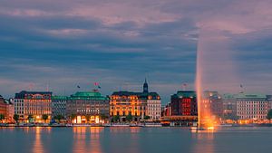 Sonnenuntergang an der Binnenalster, Hamburg