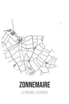 Zonnemaire (Zeeland) | Karte | Schwarz und weiß von Rezona