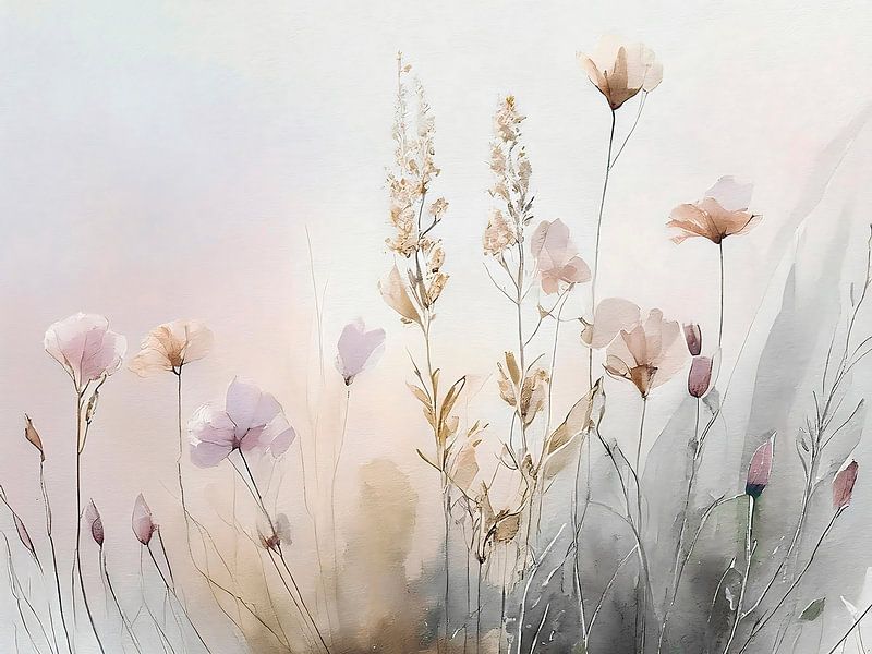 Quiet painting: Wild flowers and grasses on the verge by Studio Pieternel