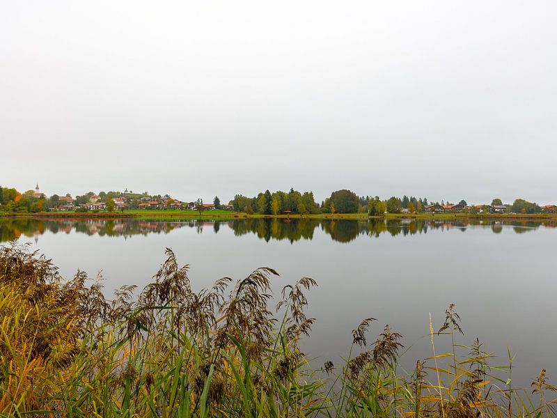 Lake view in Bad Bayersoien in autumn , Uitzicht op het meer in Bad Bayersoien in de herfst by Christina Bauer Photos