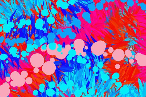 Pop van kleur. Abstracte kunst in neonkleuren. Koraalrif dromen