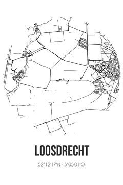 Loosdrecht (Noord-Holland) | Karte | Schwarz und Weiß von Rezona