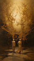 Surrealisme Vrouwenportret Brons Goud Beige Emotionele Euforie