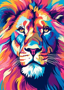 Lion Animal Pop Art Color Style by Qreative
