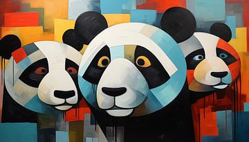 Abstracte panda's kubisme panorama van TheXclusive Art