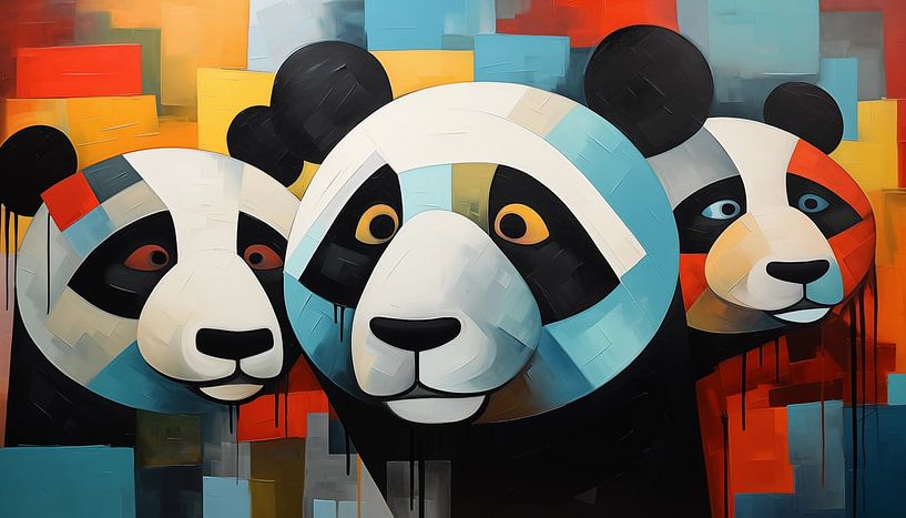 Abstracte panda's kubisme panorama van TheXclusive Art