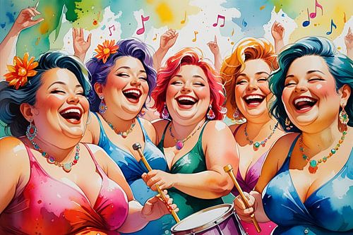 Les dames sociables jouent de la musique dans un groupe sur De gezellige Dames