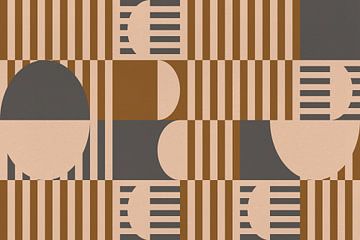 Retro architectuur. Abstracte geometrische kunst in goud en grijs van Dina Dankers