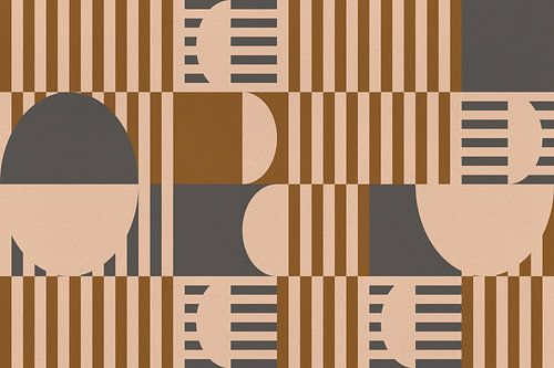 Retro architectuur. Abstracte geometrische kunst in goud en grijs