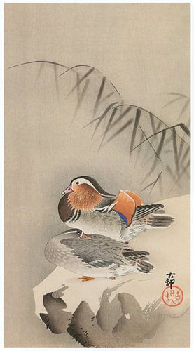 Ohara Koson - Mandarin-Enten im Schnee (bearbeitet)