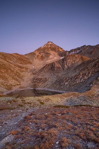 Landschap bij de Schwarzhorn bij zonsondergang in Wallis