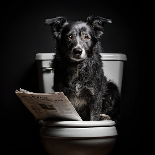 Hond op het toilet