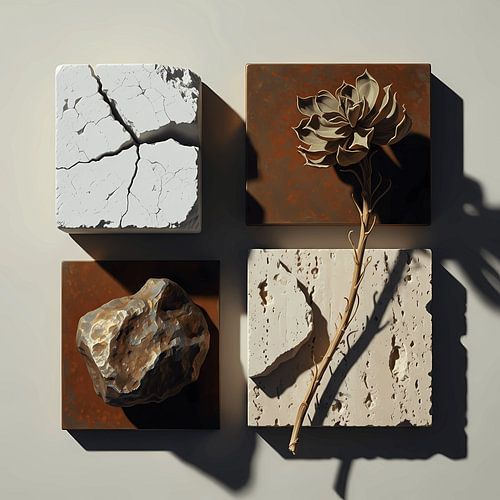 Travertin und Sukkulenten Wüste Modern Flat Lay