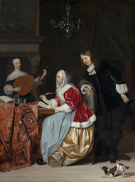 A Young Woman Composing a Piece of Music, Gabriel Metsu by Masterful Masters