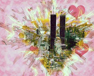 Forever in our hearts (WTC New York, kunst) van Art by Jeronimo
