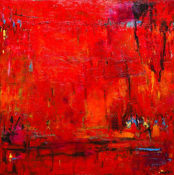 Red | Rood schilderij abstract van Anja Namink - Schilderijen