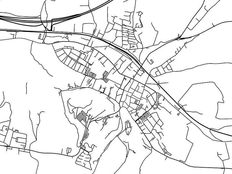 Map of Valkenburg in Black and Wite by De Kaartenwinkel