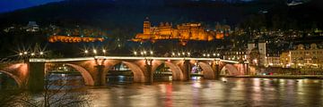 Heidelberg - Oude Brug, Kasteel en Oude Stad bij nacht van t.ART