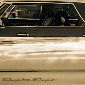 Bonnet of a classic car with retro look. by Jan Van Bizar