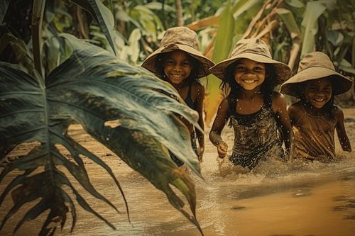 Spielen im Suriname-Fluss