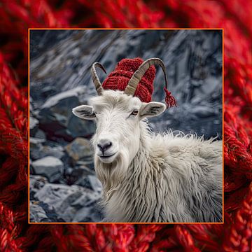 Portrait d'une chèvre de montagne sur Vlindertuin Art