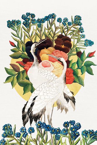 Cranes and Flowers von Marja van den Hurk