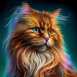 Porträt einer Katze mit bunten Augen