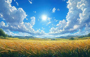 Golden Fields Under a Radiant Sky