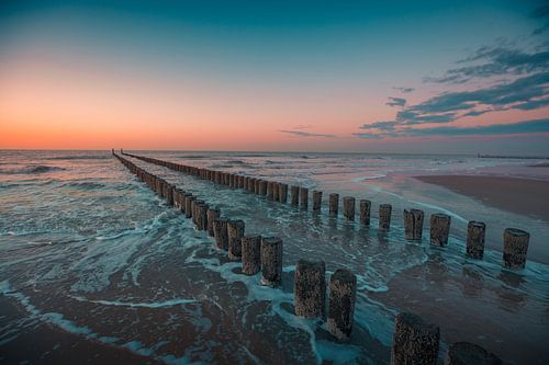 Domburg zonsondergang paalhoofden