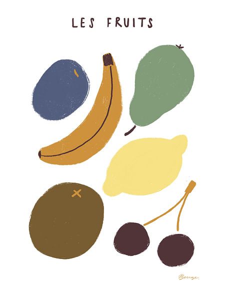 Les fruits - illustration d'une collection de fruits par Anna Benge