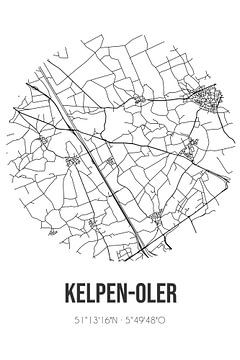 Kelpen-Oler (Limburg) | Landkaart | Zwart-wit van MijnStadsPoster
