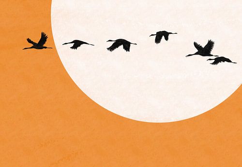 Sunrise Crane - Yellow by Studio Hinte