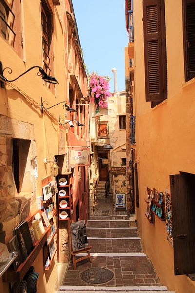 Narrow characteristic vintage Greek street by Bobsphotography