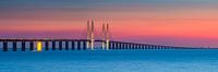 Panorama und Sonnenuntergang an der Öresundbrücke, Malmö, Schweden von Henk Meijer Photography Miniaturansicht