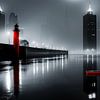 Hafenstadt bei Nacht -noir city- 01a von Manfred Rautenberg