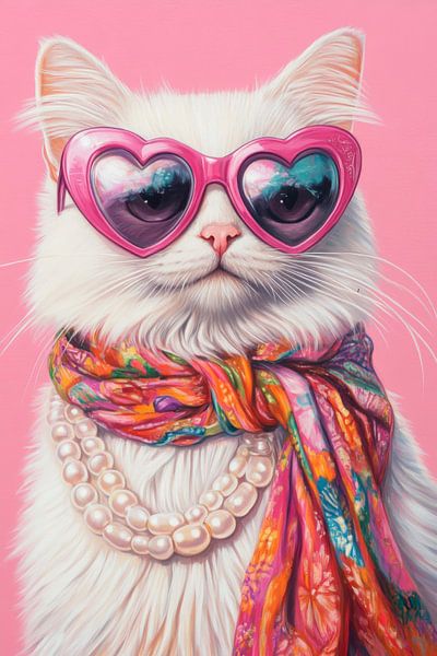 Stylische Katze mit Herzbrille von Poster Art Shop