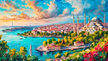 Peinture de la ville d'Istanbul sur Mustafa Kurnaz