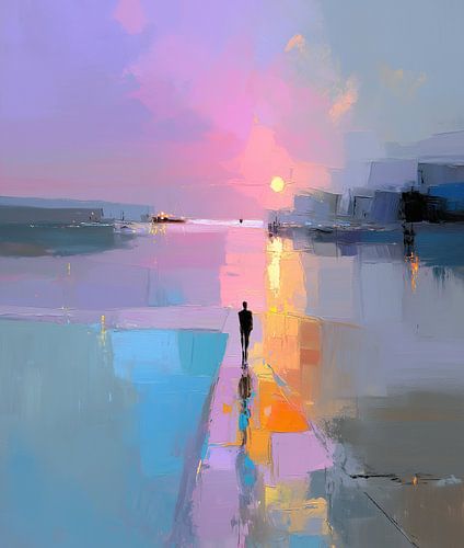 silhouette d'un homme | En route vers le soleil rose