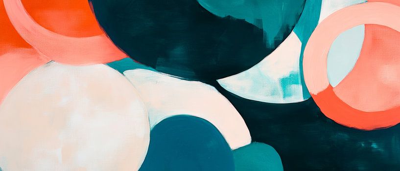 Coloured geometric shapes on blue by Poster Art Shop
