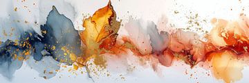 Abstracte panorama met witte achtergrond met bladeren van Digitale Schilderijen