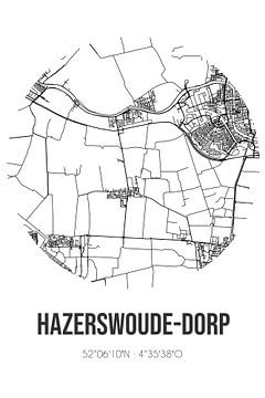 Hazerswoude-Dorp (Zuid-Holland) | Landkaart | Zwart-wit van MijnStadsPoster