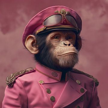 Pink Army Chimpansee van Rene Ladenius Digital Art
