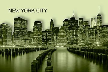 MANHATTAN Skyline | Graphic Art | geel