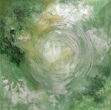 Peinture abstraite - Vert avec mouvement circulaire