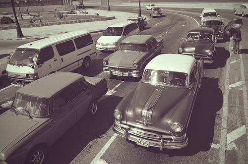 Vintage Havanna Straßenszene - Sepia Kuba Druck